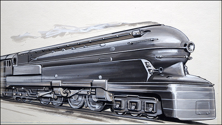 American Streamline Locomotive (Original) by John J Arnold Art at The Illustration Art Gallery