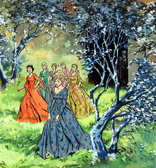 Princesses in the Forest (Original) by The Dancing Princesses (Blasco) Art at The Illustration Art Gallery