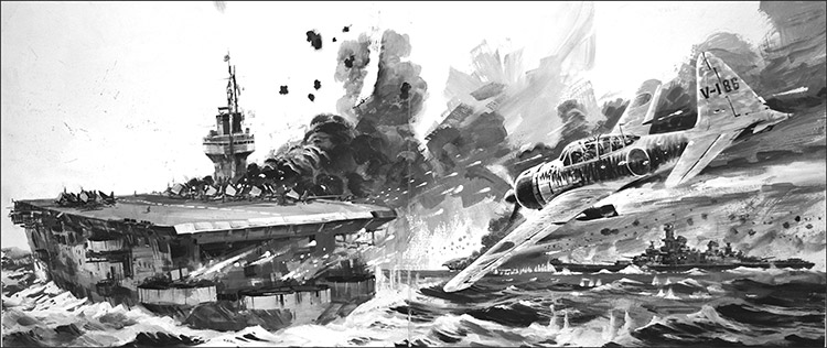 Kamikaze attack (Original) by Other Military Art (Coton) at The Illustration Art Gallery