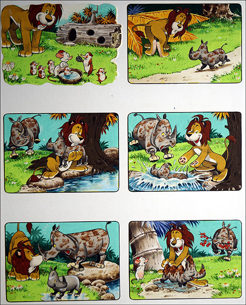 Leo the Friendly Lion: Bathtime (Original) by Bert Felstead at The Illustration Art Gallery