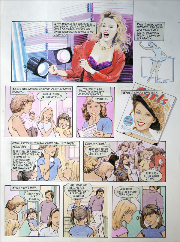 Kylie Minogue - Kylie's Story 2 (TWO pages) (Originals) (Signed) by Maureen & Gordon Gray Art at The Illustration Art Gallery