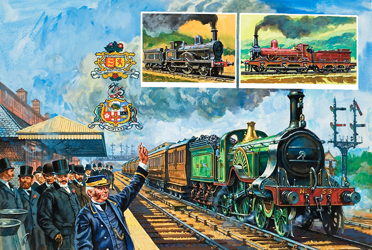 Railway Rivals (Original) by Harry Green Art at The Illustration Art Gallery