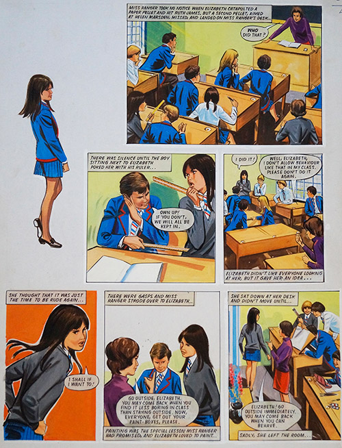 Enid Blyton's The Naughtiest Girl in the School: The Buzz (THREE pages) (Originals) by Tony Higham Art at The Illustration Art Gallery