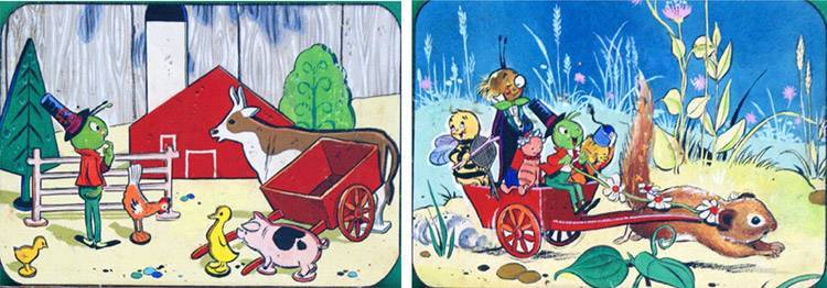 Gregory Grasshopper Finds a Cart (Original) by Gregory Grasshopper (Gordon Hutchings) Art at The Illustration Art Gallery