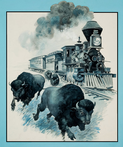 Western Bison Hunt (Original) by Barrie Linklater Art at The Illustration Art Gallery