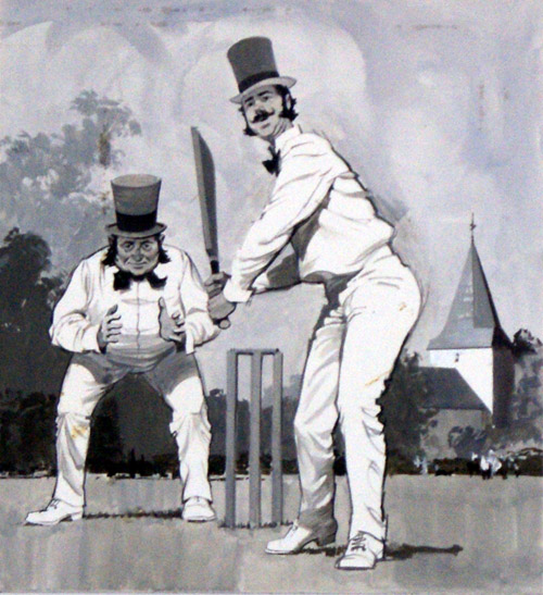 Victorian Cricket (Original) by Barrie Linklater Art at The Illustration Art Gallery