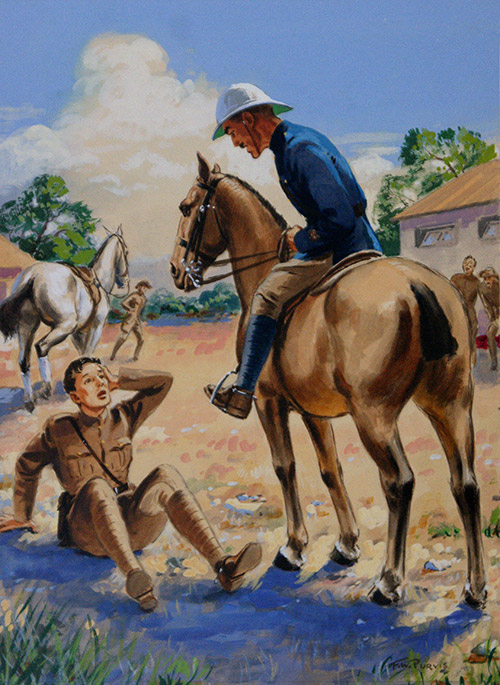 Dauntless Jock Falls from Horse (Original) (Signed) by F W Purvis Art at The Illustration Art Gallery