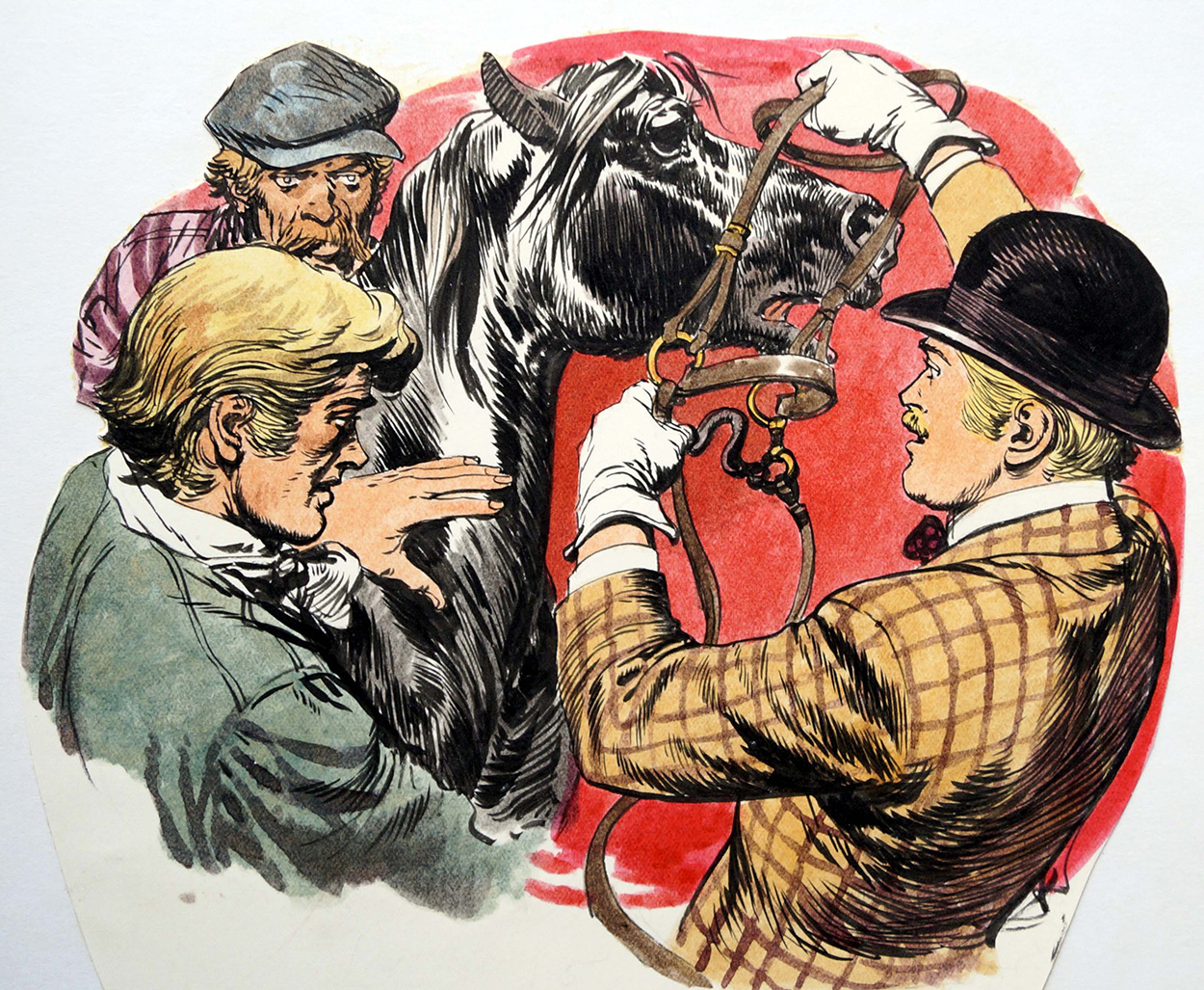 Black Beauty - Fixing The Bridle (Original) art by Black Beauty (Carlos Roume) Art at The Illustration Art Gallery