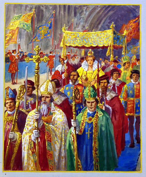 Coronation of Elizabeth I - Procession (Original) by Ellis Silas Art at The Illustration Art Gallery