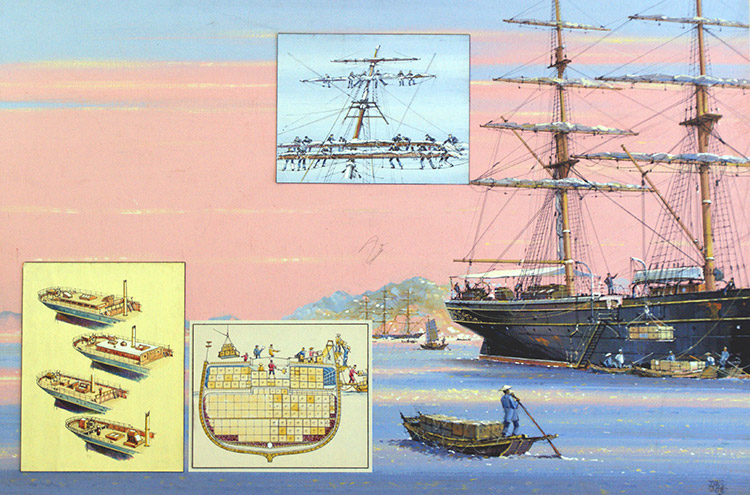 The Cutty Sark and the Tea Clippers (Original) (Signed) by John S Smith Art at The Illustration Art Gallery