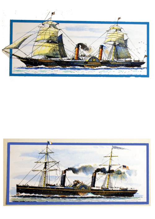Paddle Steamers: The Persia and Vanderbilt (Originals) by John S Smith Art at The Illustration Art Gallery