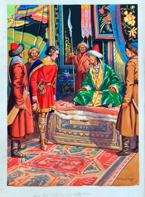Marco Polo at the Court of Kubla Khan (Original) (Signed) by F Stocks May Art at The Illustration Art Gallery