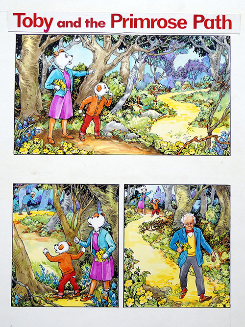 Toby and the Primrose Path (Original) by Doris White Art at The Illustration Art Gallery