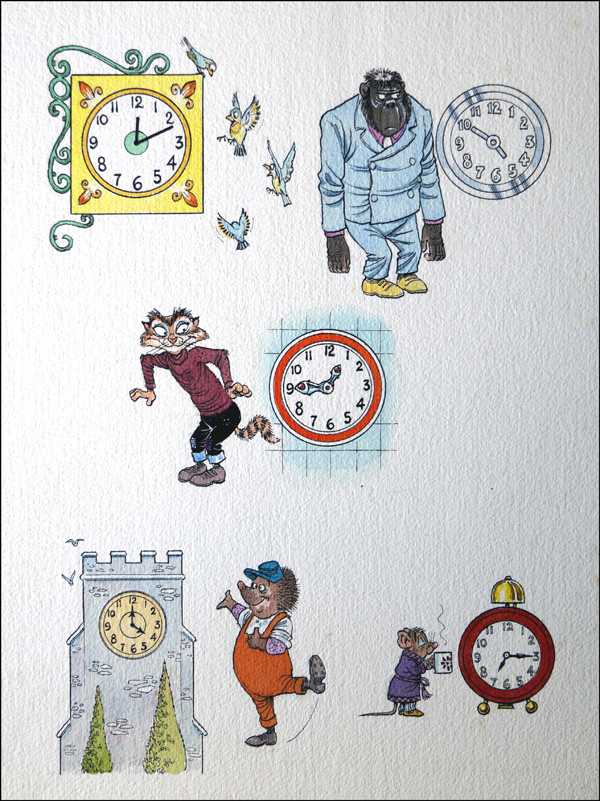 What Time Is It (TWO pages) (Originals) by Peter Woolcock Art at The Illustration Art Gallery